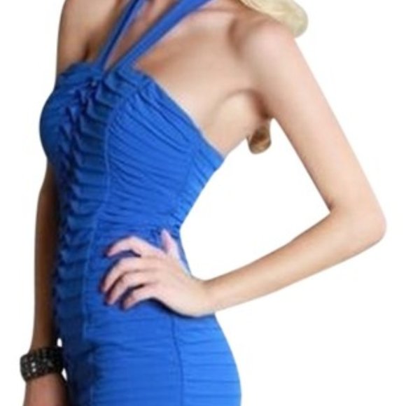 NEW Blue Origami Halter Style Dress - Picture 3 of 3